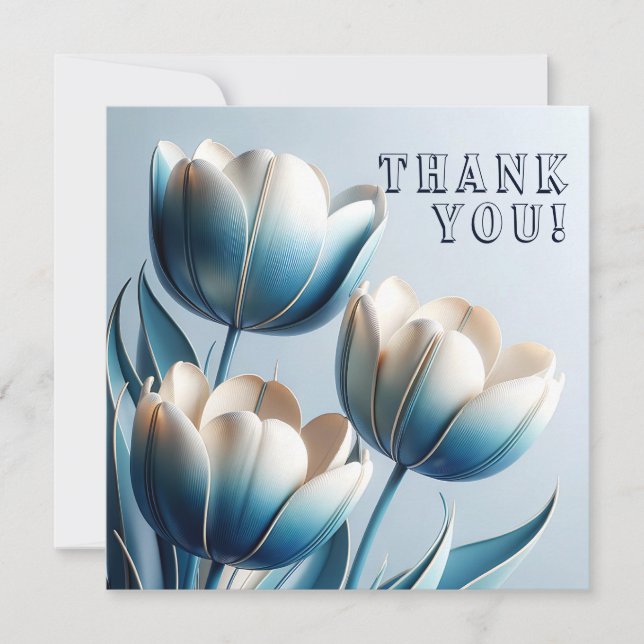 Tulipas Azuis e Brancas Elegantes (Frente)