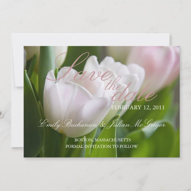 Túlipas Brancas • Anúncio de Save the Date (Frente)