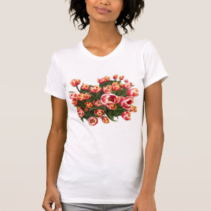 Tulipas brancas e vermelhas Bella Canvas T-Shirt