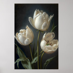 Tulipas Brancas Flor Arte Impressão Poster