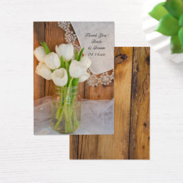Tulipas brancas russas no Mason Jar Wedding Tag Fa