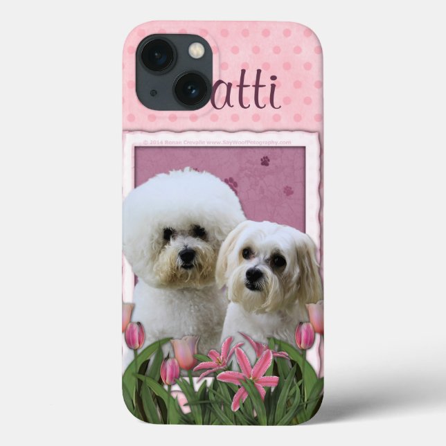 Tulipas cor-de-rosa - Bichon e maltês (Verso)
