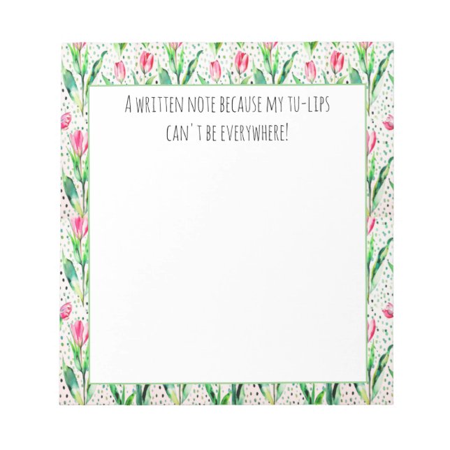 Tulipas cor-de-rosa- bloco de notas engraçado (Frente)