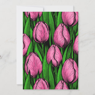 Tulipas cor-de-rosa com folhas verdes