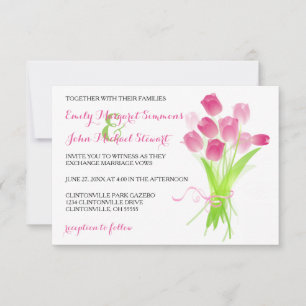 Tulipas cor-de-rosa - convite do casamento 3x5