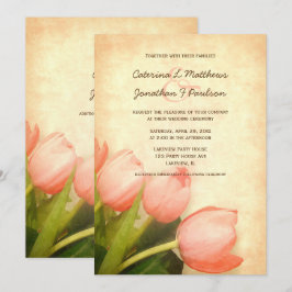 Tulipas cor-de-rosa convite para o casamento na pr
