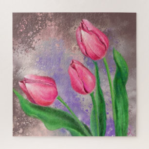 Tulipas cor-de-rosa - Quebra-cabeça de serra - Pin