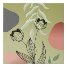 Tulipas de Arte da Linha Negra Elegante sobre Grad