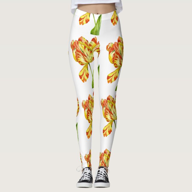 Tulipas de Fiery em Leggings (Frente)