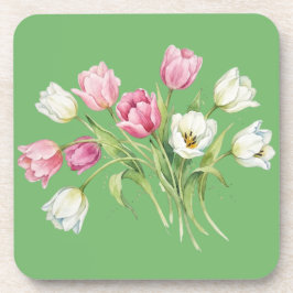 Tulipas de primavera de jardim. Porta-copos de plá
