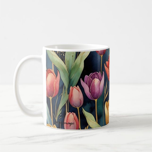 "Tulipas do Crepúsculo" Caneca Botânica por DAKima (Esquerda)