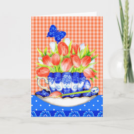 Tulipas e Cartão de Saudação Teacup