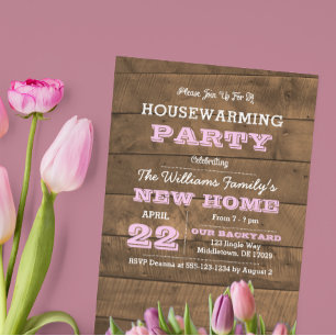 Tulipas e convite do Housewarming de Barnwood