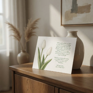 Tulipas em Aquarela Branca Cartão de Agradecimento