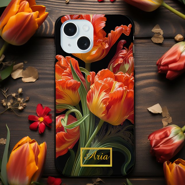 Tulipas Florais Moody Dark Encantadas (Stunning Moody Floral iPhone 15 Case)