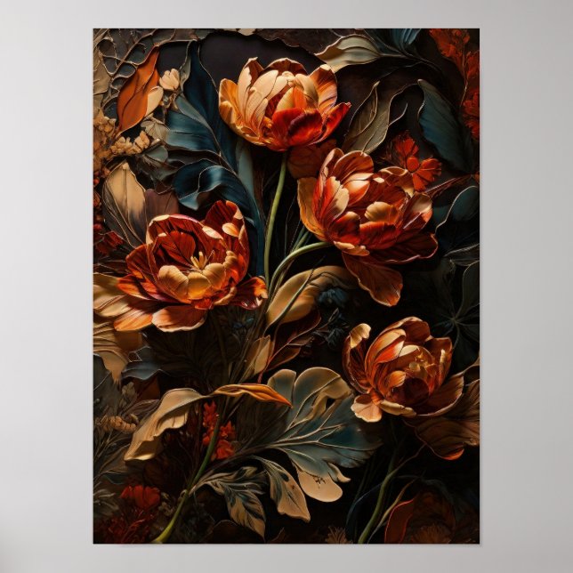 Tulipas florescentes - poster de flores para a art (Frente)