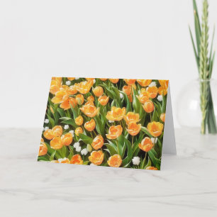Tulipas Laranja e Flores de Neve Cartão de Nota de
