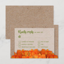 Tulipas laranja nos Cartões RSVP de Casamento Kraf