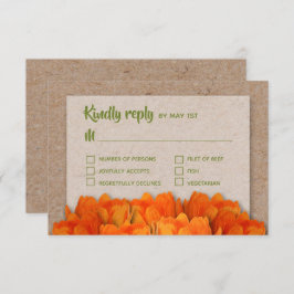 Tulipas laranja nos Cartões RSVP de Casamento Kraf