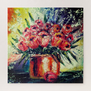 Tulipas Na Pintura De Quebra-cabeça Pote