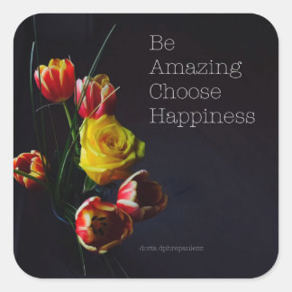 Tulipas no adesivo Quadrado Escuro