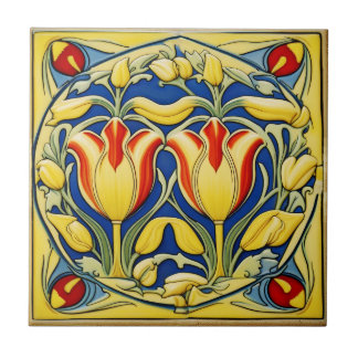 tulipas no Azulejo cerâmico de Arte Simétrica Nouv