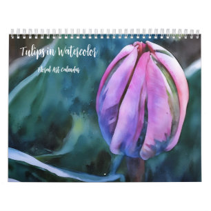 Tulipas no Calendário de Arte Floral de Aquarela