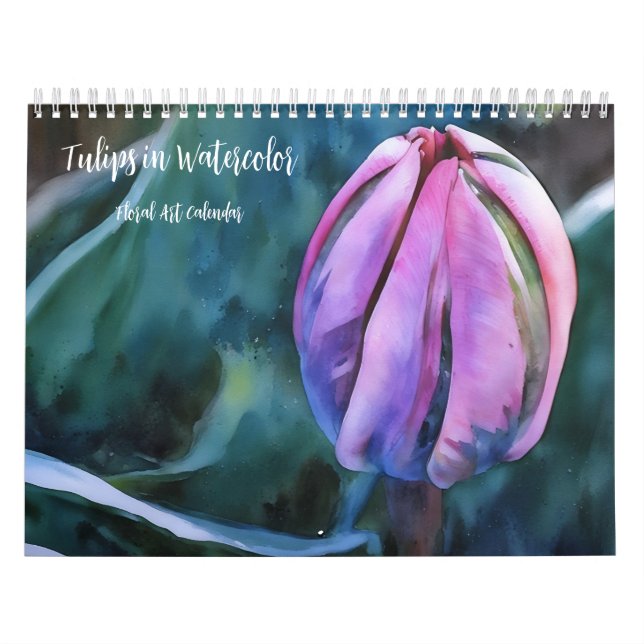 Tulipas no Calendário de Arte Floral de Aquarela (Capa)