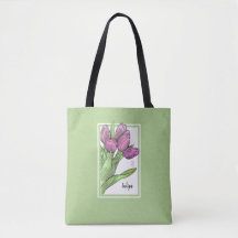 Tulipas no Sage Tote Bag