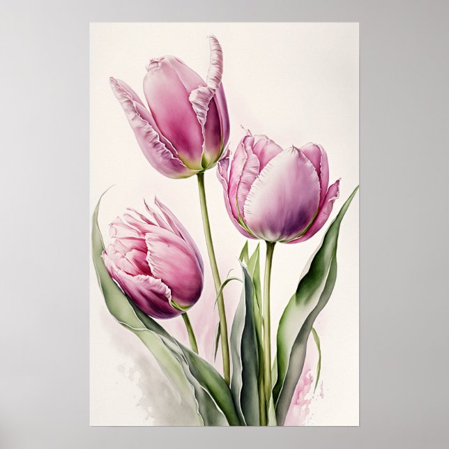 Tulipas rosa Impressão (Frente)