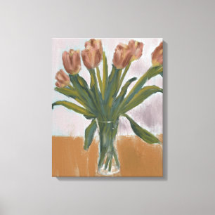 Tulipas rosa pintando na canvas