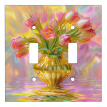 Tulipas Rosa Vibrantes em Vase Ouro