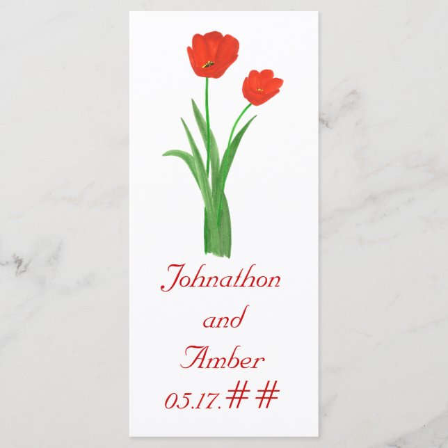 Tulipas Vermelhas bonito, cartões de menu personal (Frente)