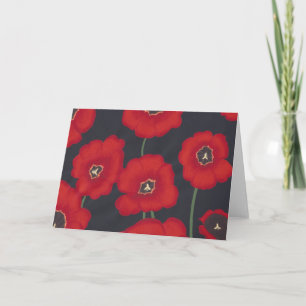 Tulipas Vermelhas Brilhantes em Preto, Cartões Sau