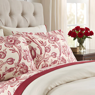 Tulipas Vermelhas e Creme Toile - Decoração Countr