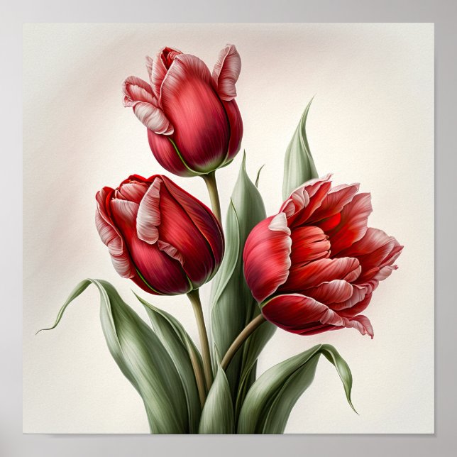 Tulipas Vermelhas Impressão (Frente)