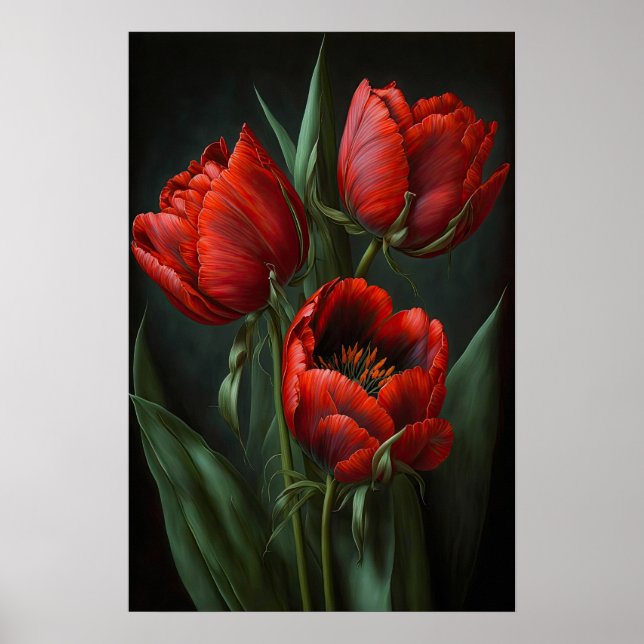 Tulipas Vermelhas Impressão (Frente)