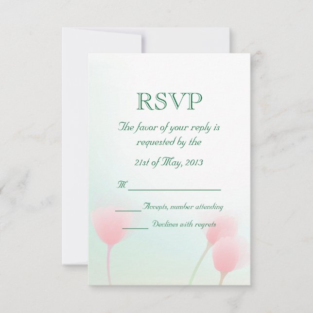 Tulips de Pastel Rosa Suave - RSVP de Casamento (Frente)