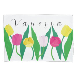 Tulips Pink Yellow Purple Green Modern Customize.