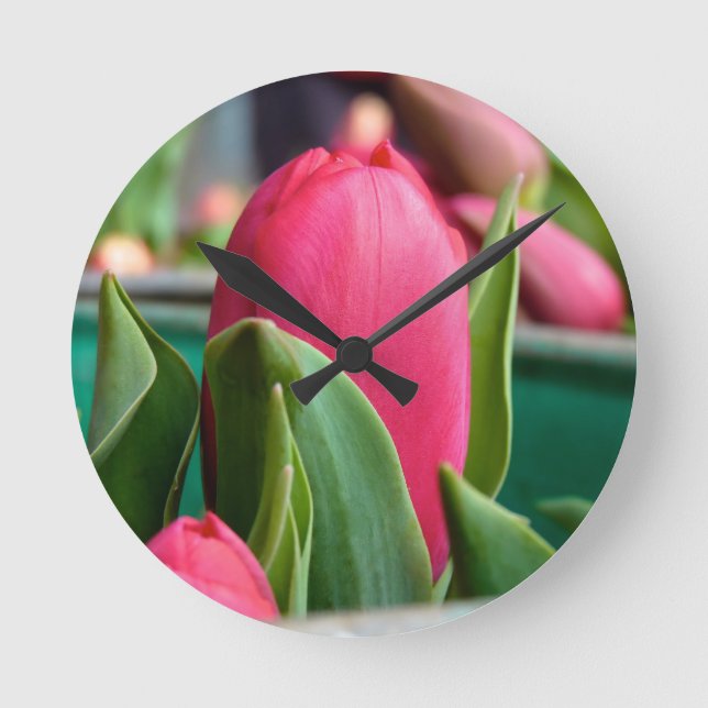 Tulpa Vermelha No Relógio De Parede Da Primavera (Frente)