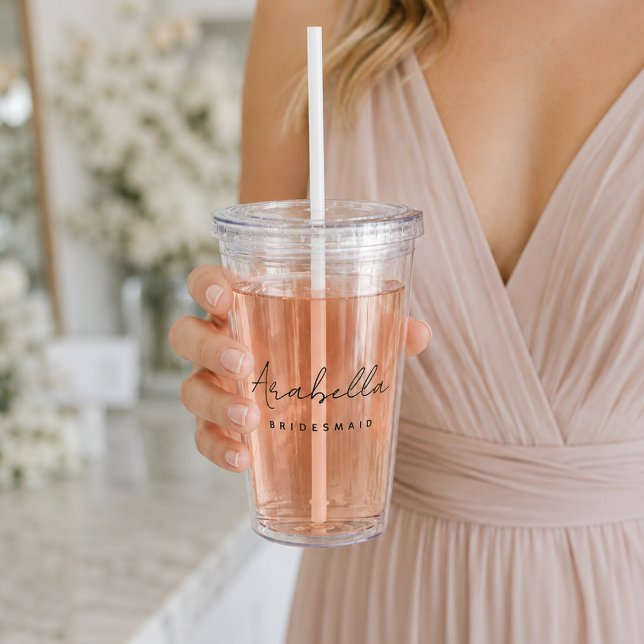 Tumbler de Acrílico | Copo Personalizado para Dama (Personalized bridesmaid acrylic tumbler with custom name and bridal party role.)