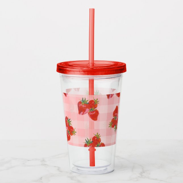 Tumbler de Morango Recém-Colhido Copo Acrílico de  (Frente)