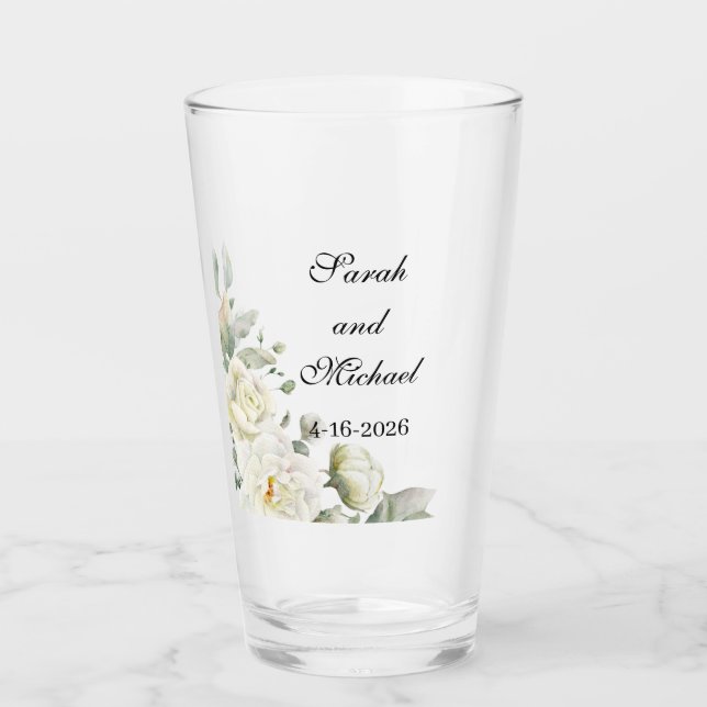 Tumbler de Rosas Brancas & copos para beber, acess (Frente)