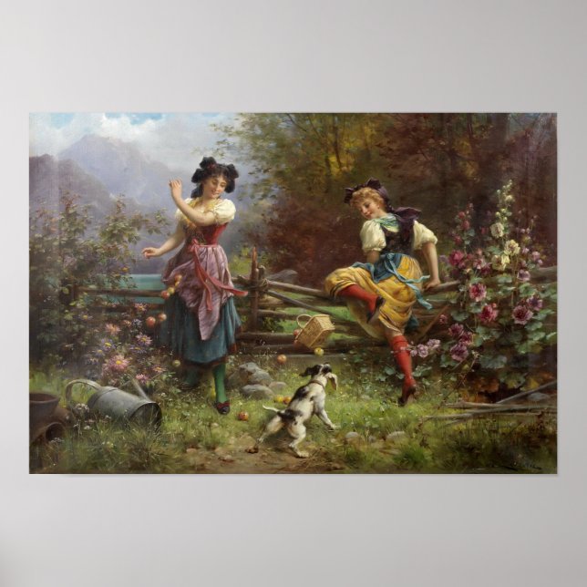 Tumbling Apples por Hans Zatzka - poster (Frente)