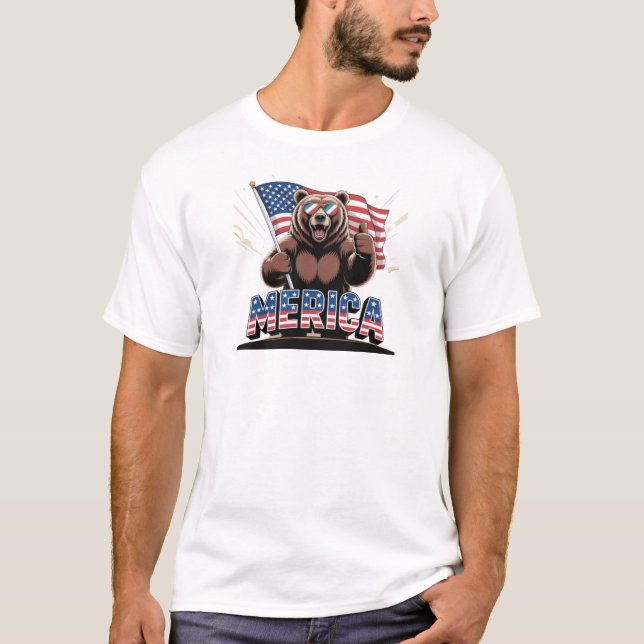 Tumultos Patrióticos Para Cima do Urso T-Shirt - A (Frente)