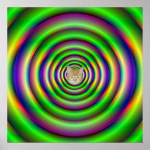 Túnel de Torus Verde Poster + gato