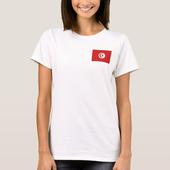 Tunísia Flag e Map dk T-Shirt (Frente)