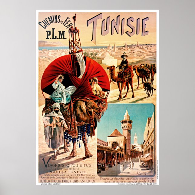 Tunisie PLM Tunísia - Poster de Viagens vintage re (Frente)