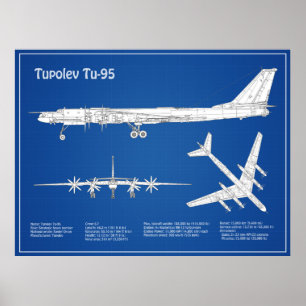 Tupolev Tu-95 - Planos de Impressão Blueprint do A