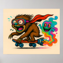 Turbo Sloth Skateboard Poster